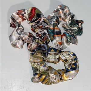 3 Random Print Satin Scrunchies